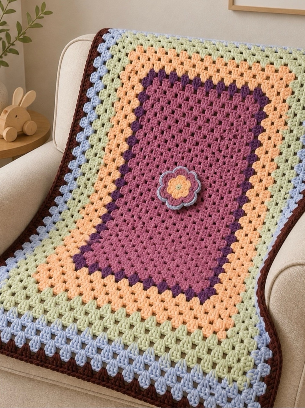 NWT Chenille Granny Rectangle Baby / Lap Blanket